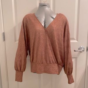 All in Favor Surplice Balloon Sleeve Top, Size: M